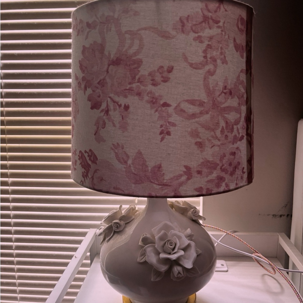 LoveshacFancy pink floral lamp